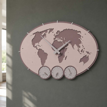 CalleaDesign Orologio da parete con fusi orari in legno dal design moderno Greenwich