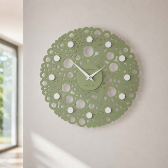 CalleaDesign Orologio da parete design moderno in legno con decoro a bolle Bollicine