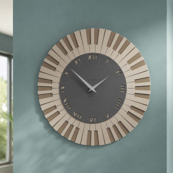 CalleaDesign Orologio da parete rotondo in legno con tasti pianoforte Donizetti