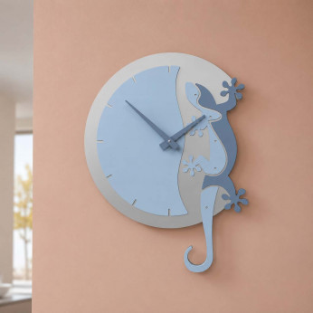 CalleaDesign Orologio da parete in legno con geco Geco Arrampicante