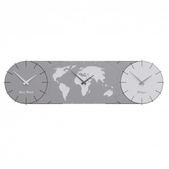 CalleaDesign Orologio da parete in legno con fusi orari e design moderno Time Master