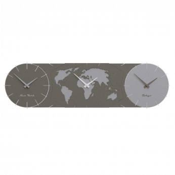 CalleaDesign Orologio da parete in legno con fusi orari e design moderno Time Master