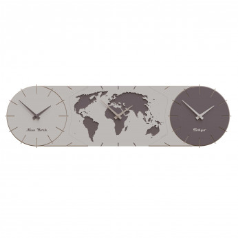 CalleaDesign Orologio da parete in legno con fusi orari e design moderno Time Master