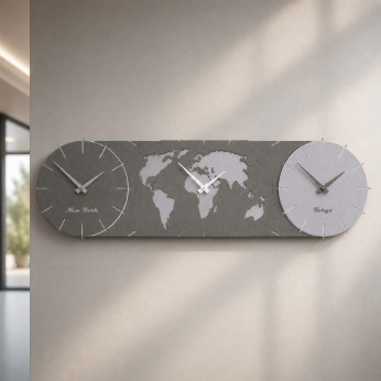 CalleaDesign Orologio da parete in legno con fusi orari e design moderno Time Master