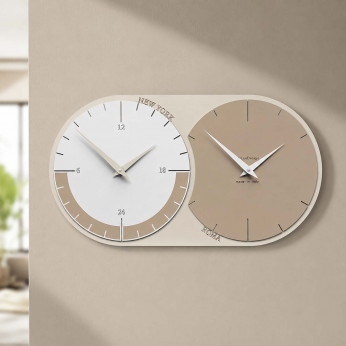 CalleaDesign Orologio da parete in legno con fuso orario World Clock