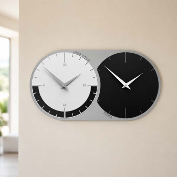 CalleaDesign Orologio da parete in legno con fuso orario World Clock