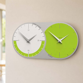 CalleaDesign Orologio da parete in legno con fuso orario World Clock