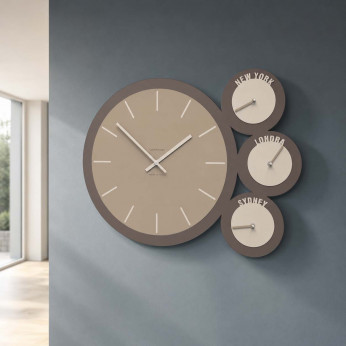 CalleaDesign Orologio da parete in legno con fusi orari London