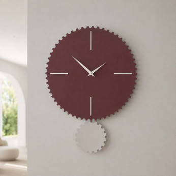 CalleaDesign Orologio da parete moderno con pendolo in legno sagomato e finiture eleganti Riz