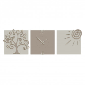 CalleaDesign Orologio da parete moderno con tre pannelli in legno Albero della Vita