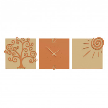 CalleaDesign Orologio da parete moderno con tre pannelli in legno Albero della Vita