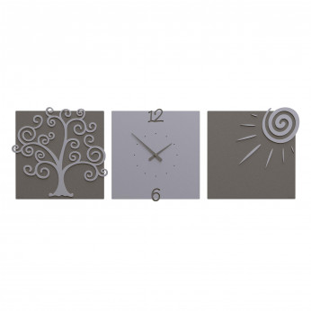 CalleaDesign Orologio da parete moderno con tre pannelli in legno Albero della Vita