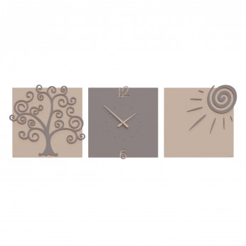 CalleaDesign Orologio da parete moderno con tre pannelli in legno Albero della Vita