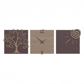 CalleaDesign Orologio da parete moderno con tre pannelli in legno Albero della Vita