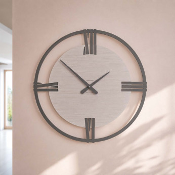 CalleaDesign Orologio da parete moderno grande in legno con numeri romani Sirio