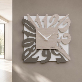 CalleaDesign Orologio da parete moderno in legno quadrato con numeri design particolare Dalilah
