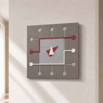 CalleaDesign Orologio da parete moderno quadrato in legno con lancette in metallo MicroCHIP