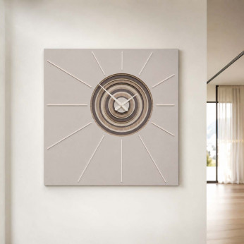 CalleaDesign Orologio da parete quadrato di design moderno in legno effetto tridimensionale Helios