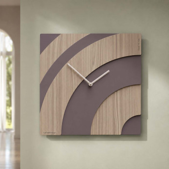 CalleaDesign Orologio da parete quadrato in legno con design moderno e lancette in metallo Waves