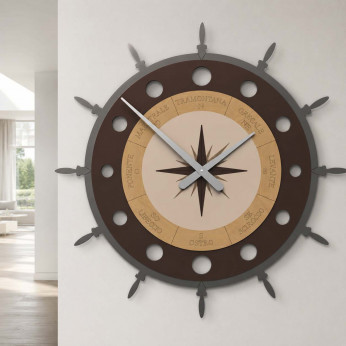 CalleaDesign Orologio da parete in legno di design Rosa dei Venti