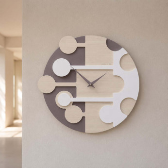 CalleaDesign Orologio da parete rotondo con struttura in legno dal design moderno Stish