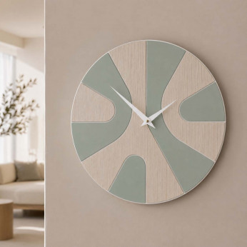 CalleaDesign Orologio da parete rotondo in legno con design asimmetrico e lancette in metallo AsYm