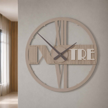 CalleaDesign Orologio da parete rotondo in legno con numeri decorativi e design moderno Olivia