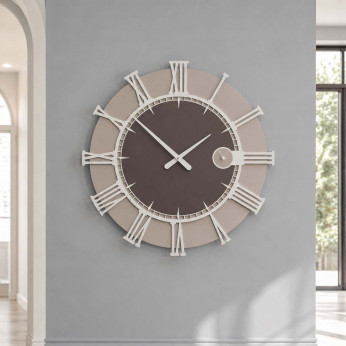 CalleaDesign Orologio da parete rotondo in legno con numeri romani dal design moderno Etia