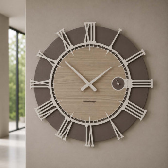 CalleaDesign Orologio da parete rotondo in legno con numeri romani dal design moderno Etia