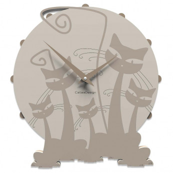 CalleaDesign Orologio da parete rotondo in legno dal design moderno Famiglia di Gatti