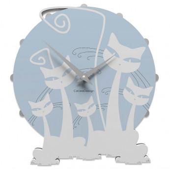CalleaDesign Orologio da parete rotondo in legno dal design moderno Famiglia di Gatti