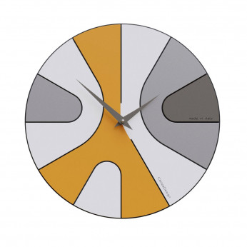 CalleaDesign Orologio da parete rotondo in legno con design asimmetrico e lancette in metallo AsYm