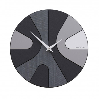 CalleaDesign Orologio da parete rotondo in legno con design asimmetrico e lancette in metallo AsYm