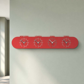CalleaDesign Orologio da parete in legno con fusi orari Singapore