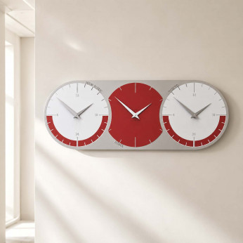 CalleaDesign Orologio da parete con fusi orari e quadrante in legno World Clock