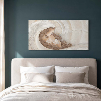 Cartapietra Capezzale moderno maternità con bassorilievo dipinto a mano con retro in legno Bacio