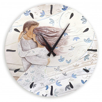 Cartapietra Orologio da parete moderno con bassorilievo con retro in legno massello Tra Le Tue Braccia