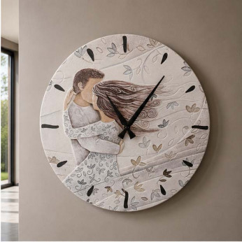 Cartapietra Orologio da parete moderno con bassorilievo con retro in legno massello Tra Le Tue Braccia