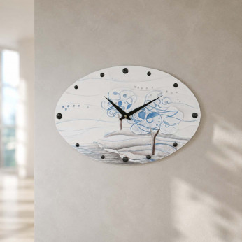 Cartapietra Orologio da parete ovale in cartapietra con lavorazione artistica Albero dei Sogni