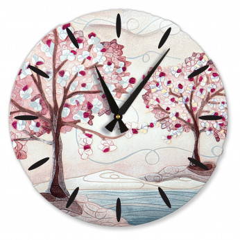 Cartapietra Orologio da parete rotondo con Bassorilievo con retro in legno massello Anime gemelle