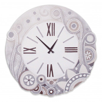 Cartapietra Orologio da parete rotondo grande con bassorilievo con retro in legno massello Eclettica