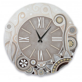 Cartapietra Orologio da parete rotondo grande con bassorilievo con retro in legno massello Eclettica