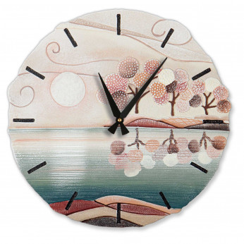 Cartapietra Orologio da parete rotondo con bassorilievo con retro in legno massello Posto Tranquillo