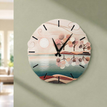 Cartapietra Orologio da parete rotondo con bassorilievo con retro in legno massello Posto Tranquillo