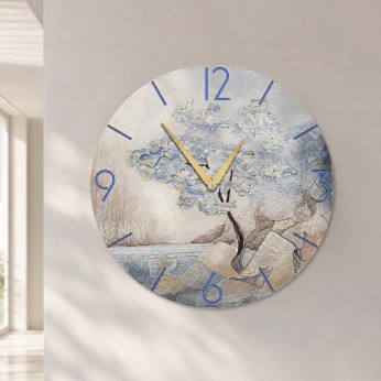Cartapietra Orologio da parete rotondo grande con bassorilievo con retro in legno massello Luce Nascosta