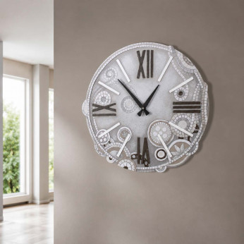 Cartapietra Orologio da parete rotondo medio con bassorilievo con retro in legno massello Eclettica