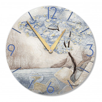 Cartapietra Orologio da parete rotondo medio con bassorilievo con retro in legno massello Luce Nascosta