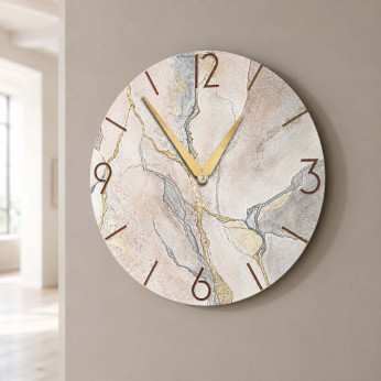 Cartapietra Orologio da parete rotondo medio con bassorilievo con retro in legno massello Tempo che Crea