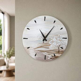 Cartapietra Orologio da parete rotondo moderno con bassorilievo con retro in legno massello Albero dei Sogni