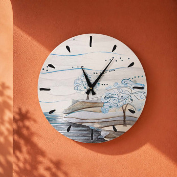 Cartapietra Orologio da parete rotondo moderno con bassorilievo con retro in legno massello Albero dei Sogni